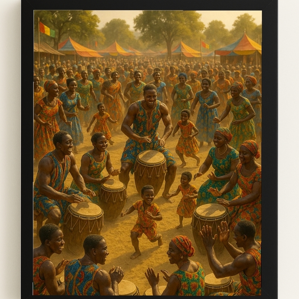 Vibrant Festival Art Print In A Glass Front Frame 8x10 - Picture 1 of 2